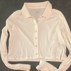 White long sleeve button up American Eagle top size medium